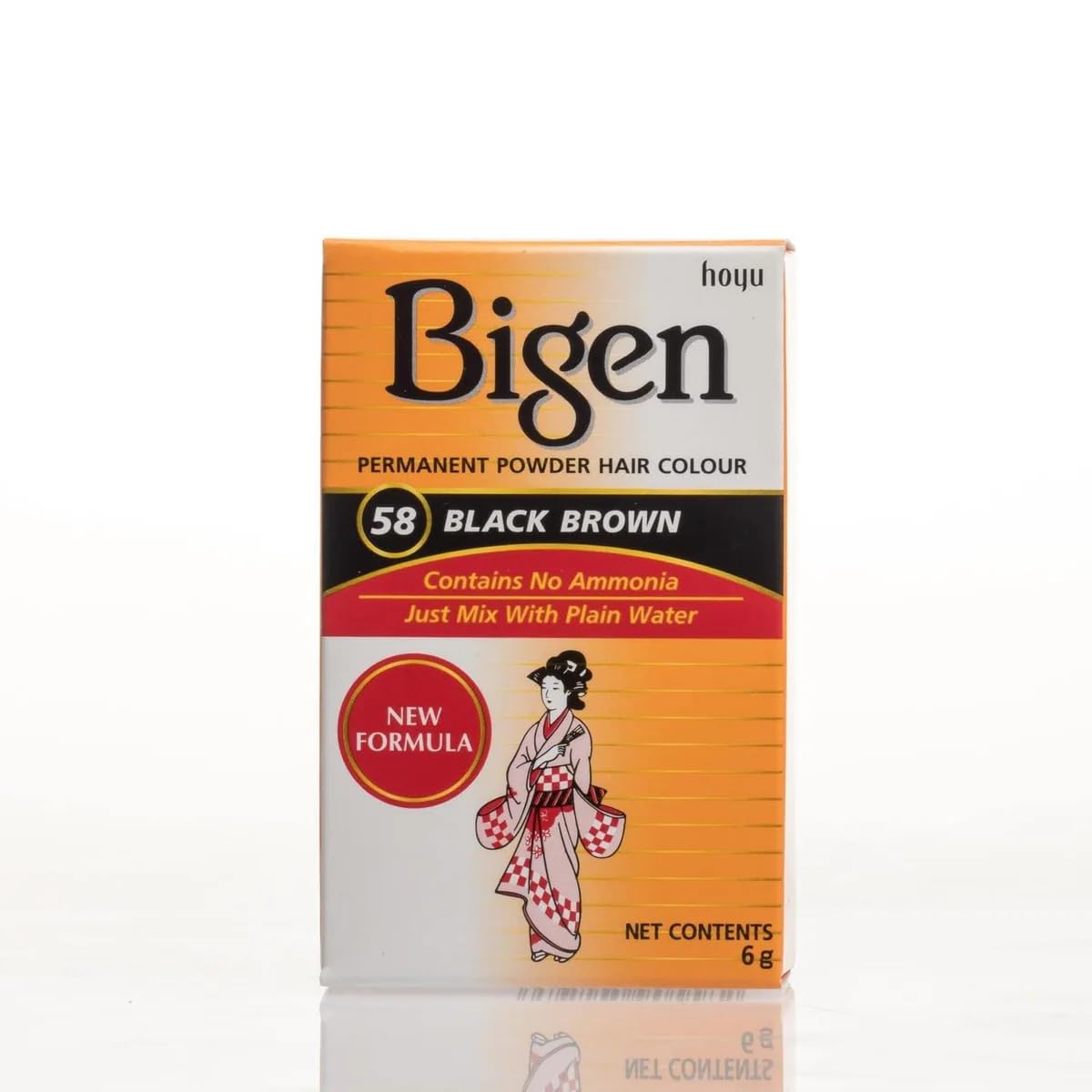 Bigen Permanent Powder Hair Color 58 Black Brown front view