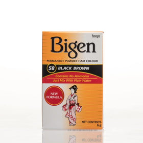 Bigen Permanent Powder Hair Color 58 Black Brown front view