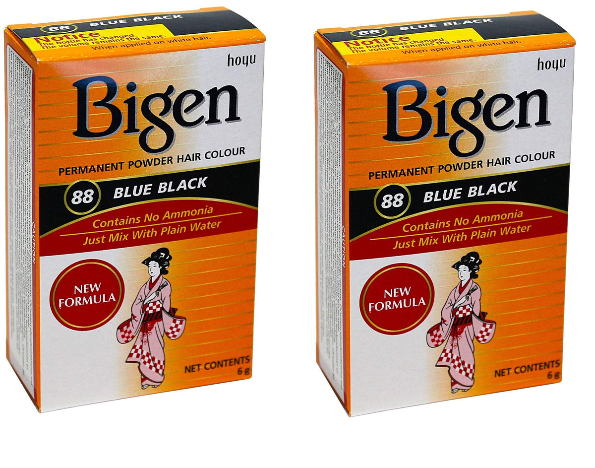 Bigen Permanent Powder Hair Color 88 Blue Black front view packaging