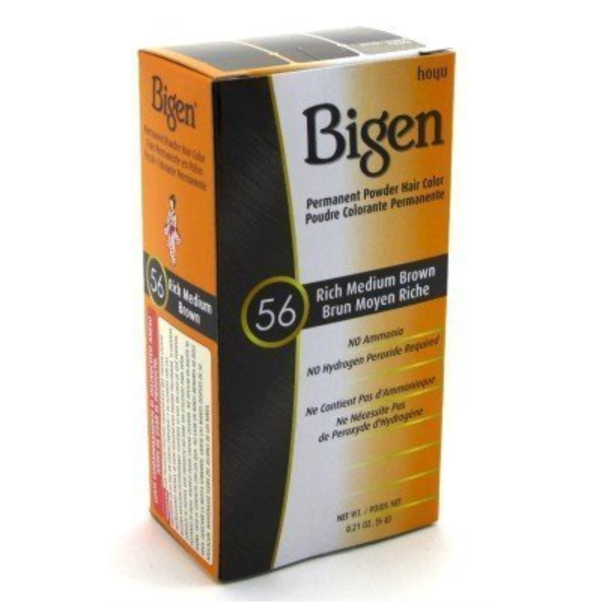 Bigen Powder Hair Color #56 Rich Medium Brown packaging front view