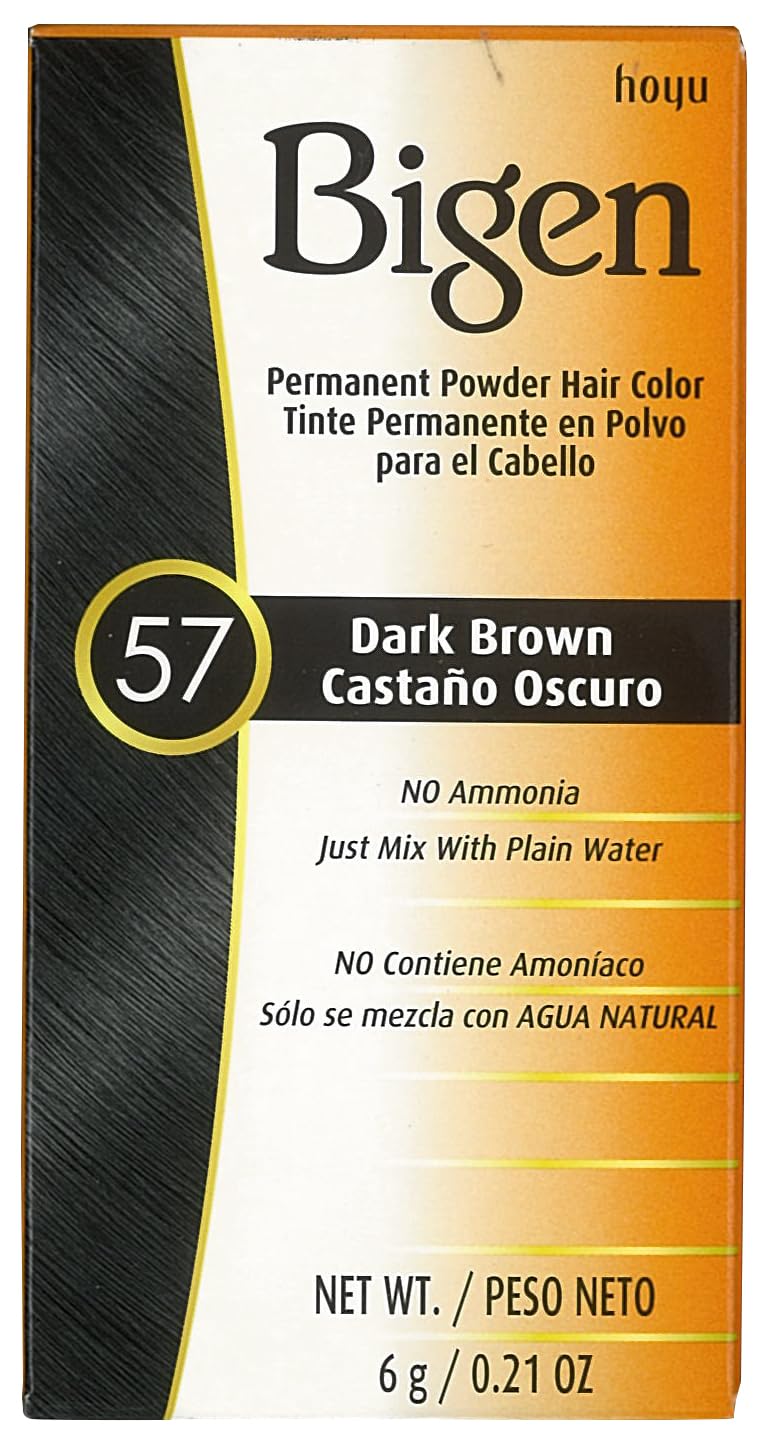 Bigen Powder Hair Color #57 Dark Brown 6 Pack front view