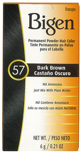 Bigen Powder Hair Color #57 Dark Brown 6 Pack front view