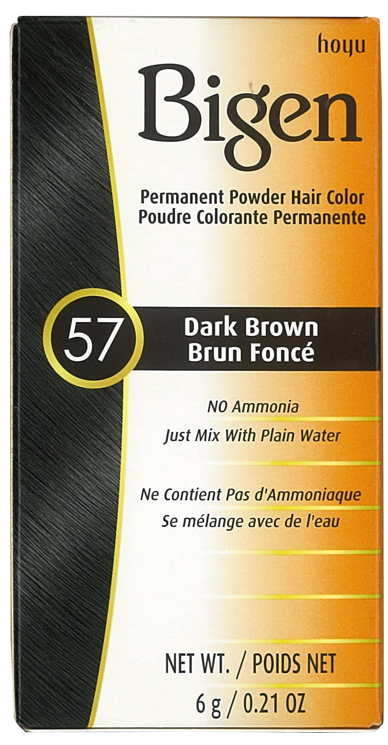 Bigen Powder Hair Color #57 Dark Brown packaging details