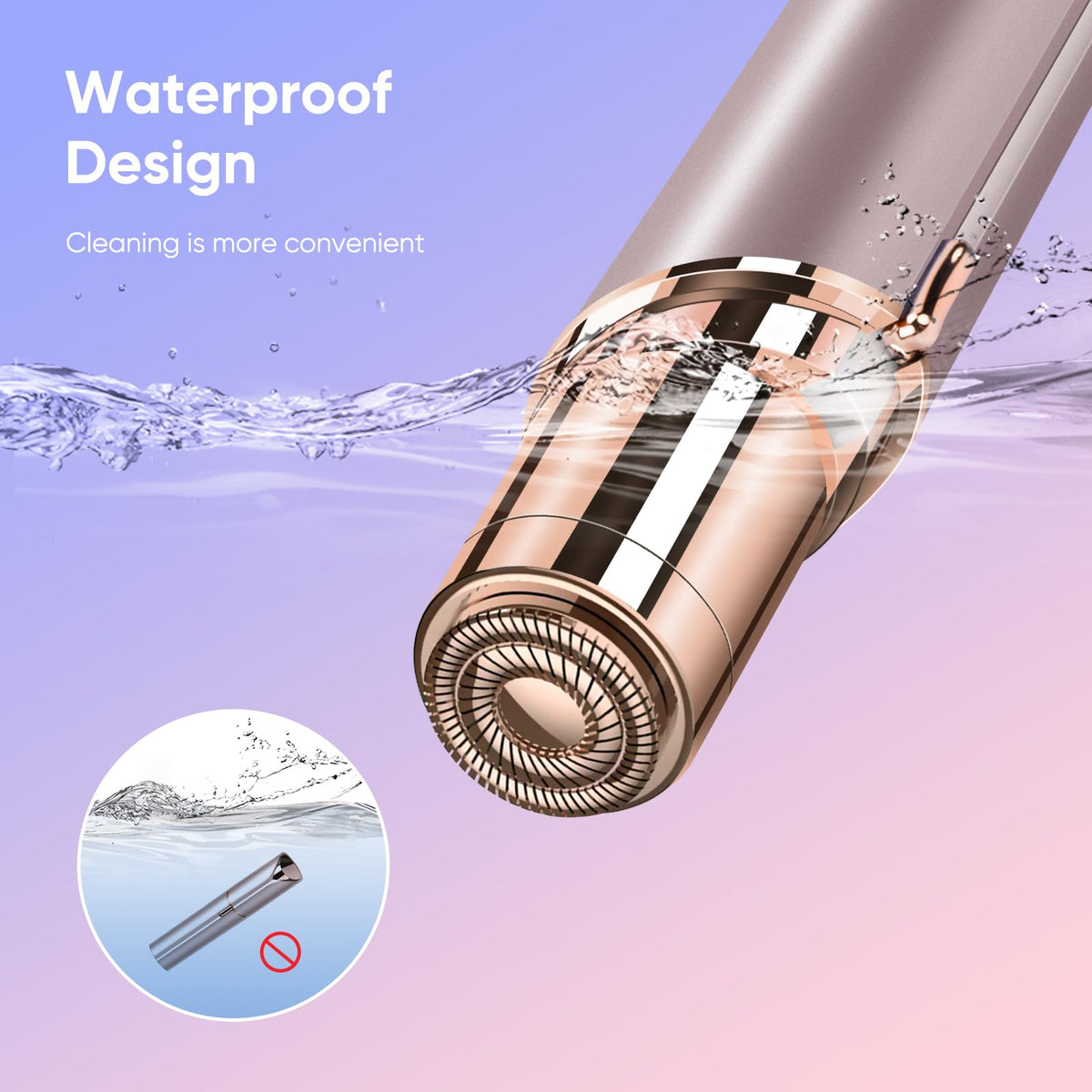 bikurpia Facial Hair Removal Device showing waterproof design