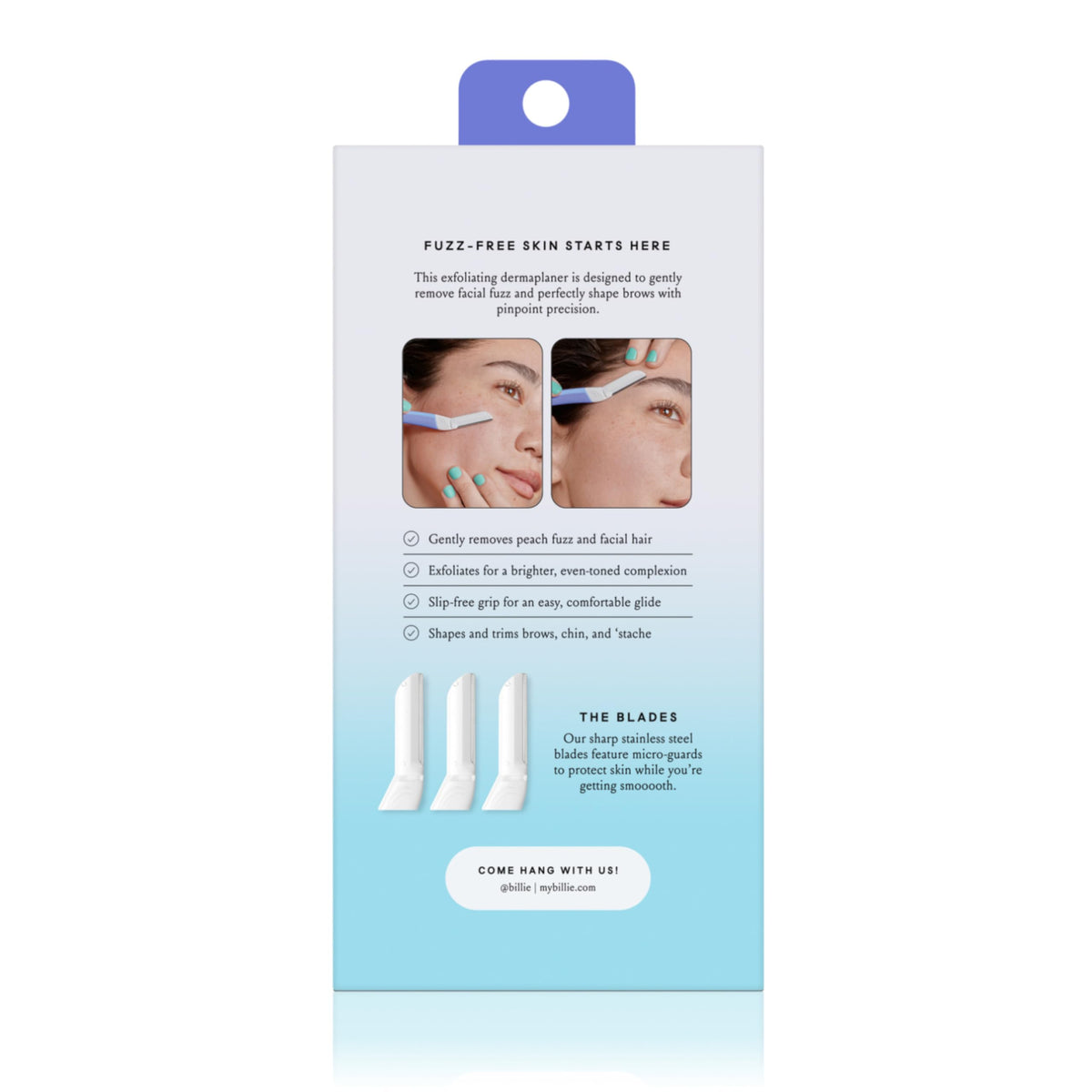 Billie Face Razor demonstrating skin exfoliation