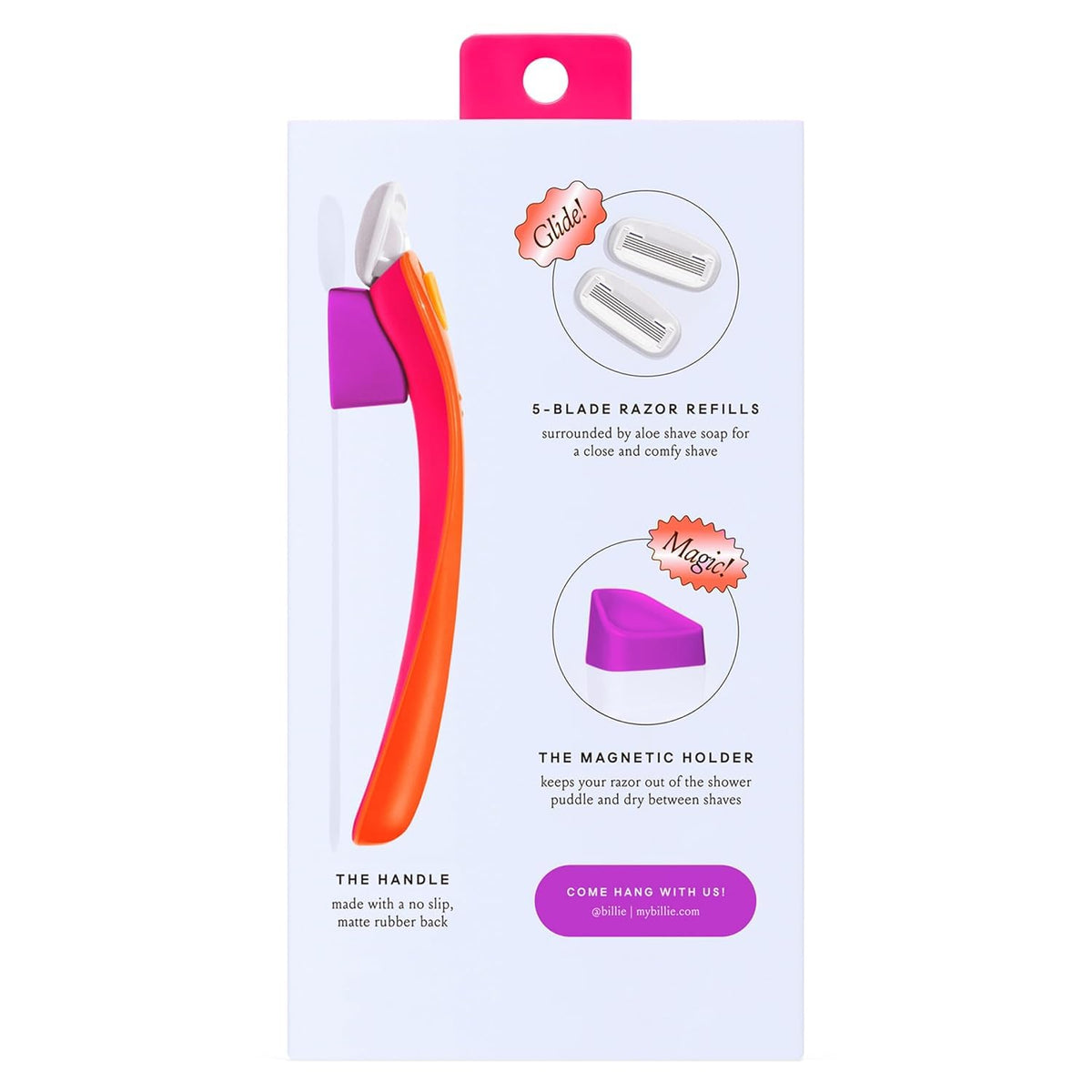 Billie razor and holder in a bathroom setting