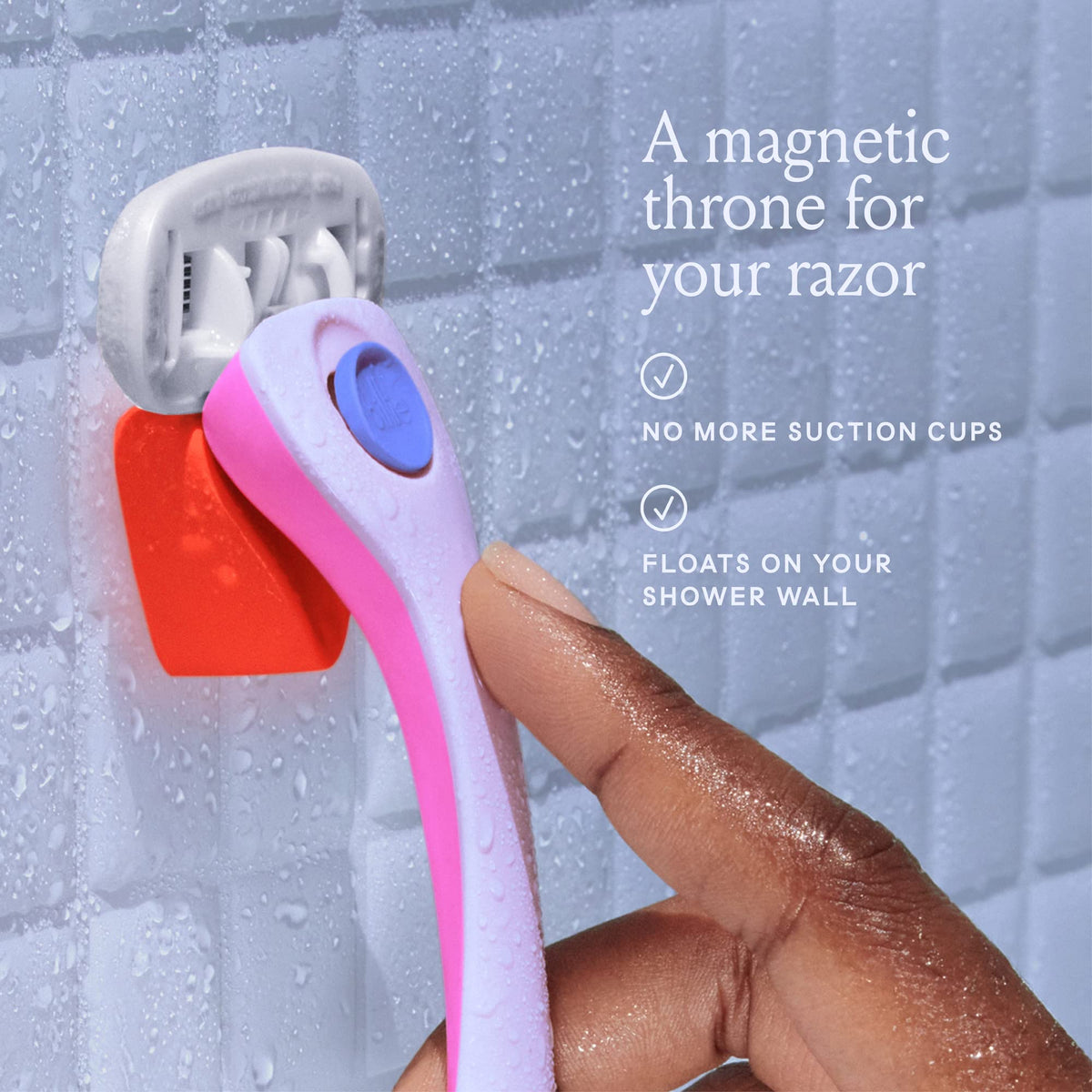 Billie razor in fun colour on bathroom shelf