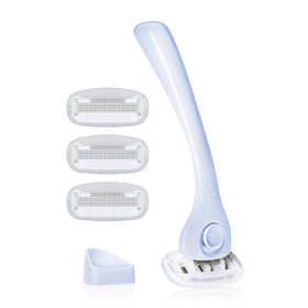 Billie Women's Razor Kit with Cool Blue handle and 5 blades
