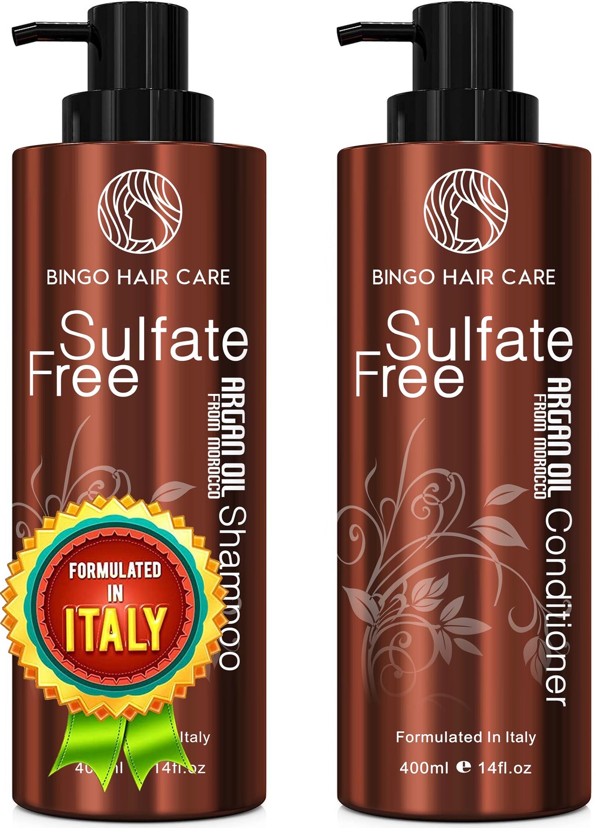 BINGO HAIR CARE Moroccan Argan Oil Shampoo and Conditioner Set front view
