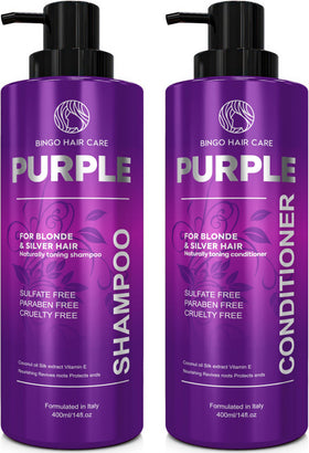 BINGO HAIR CARE Purple Shampoo 14 fl oz front view