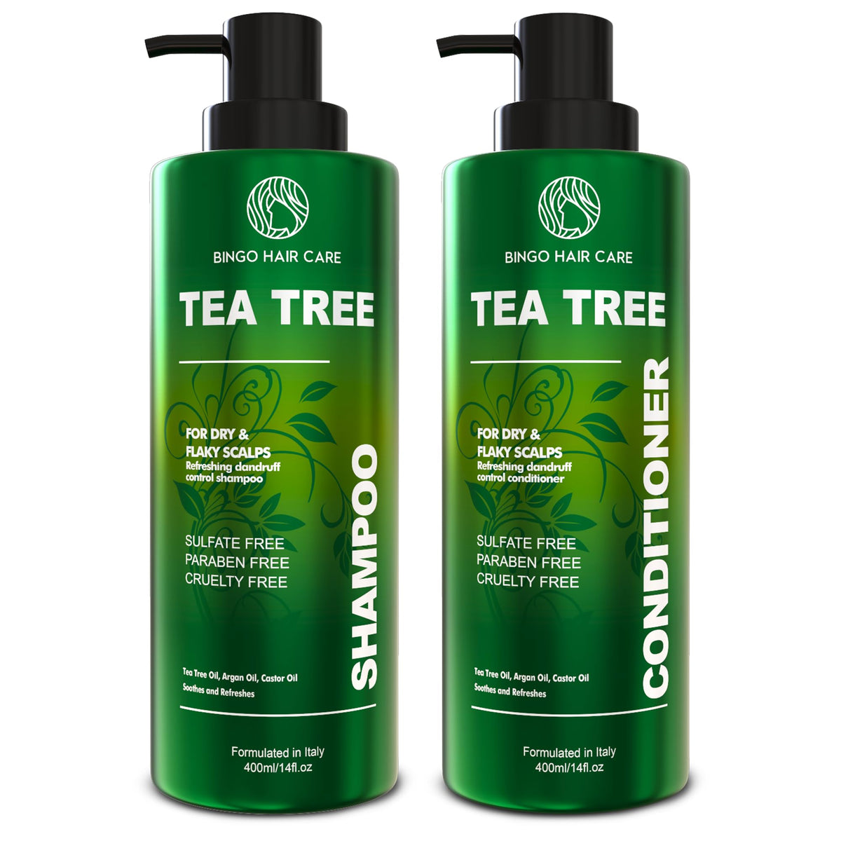 BINGO HAIR CARE Tea Tree Shampoo and Conditioner Set front view