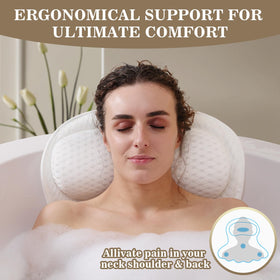 Binobella Bath Pillow with suction cups attached to tub