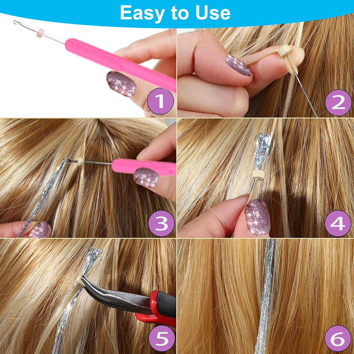 Bintvoy Hair Tinsel application tools with silicone beads