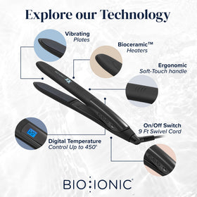 BIO IONIC 10X Styling Iron display of variable heat settings