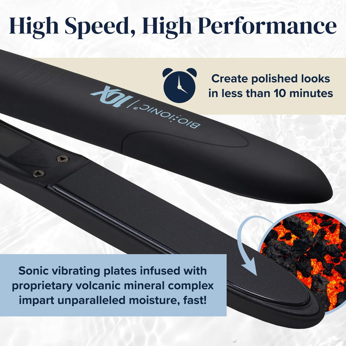 BIO IONIC 10X Styling Iron side view showcasing ergonomic handle