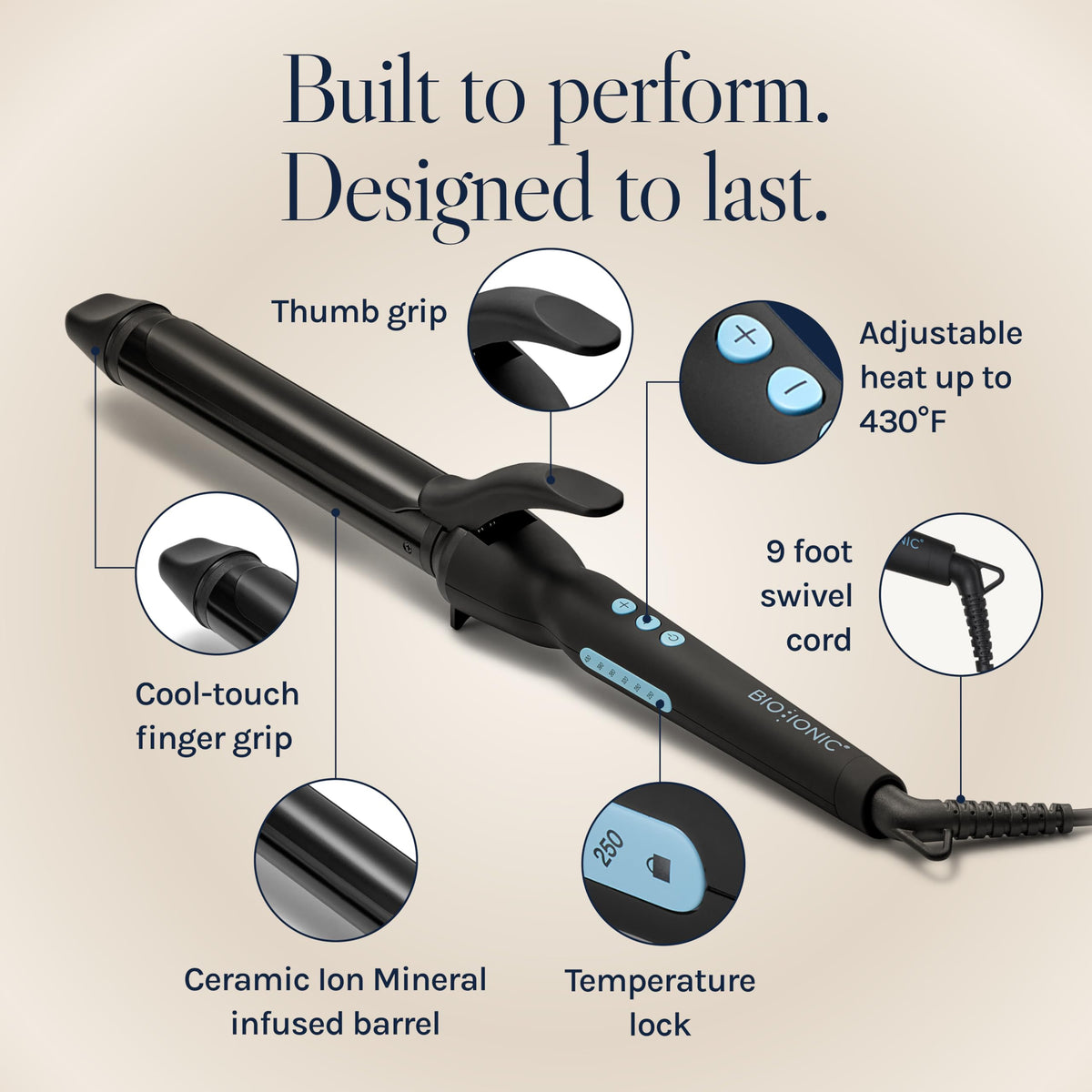 BIO IONIC Long Barrel Curling Iron close-up of barrel
