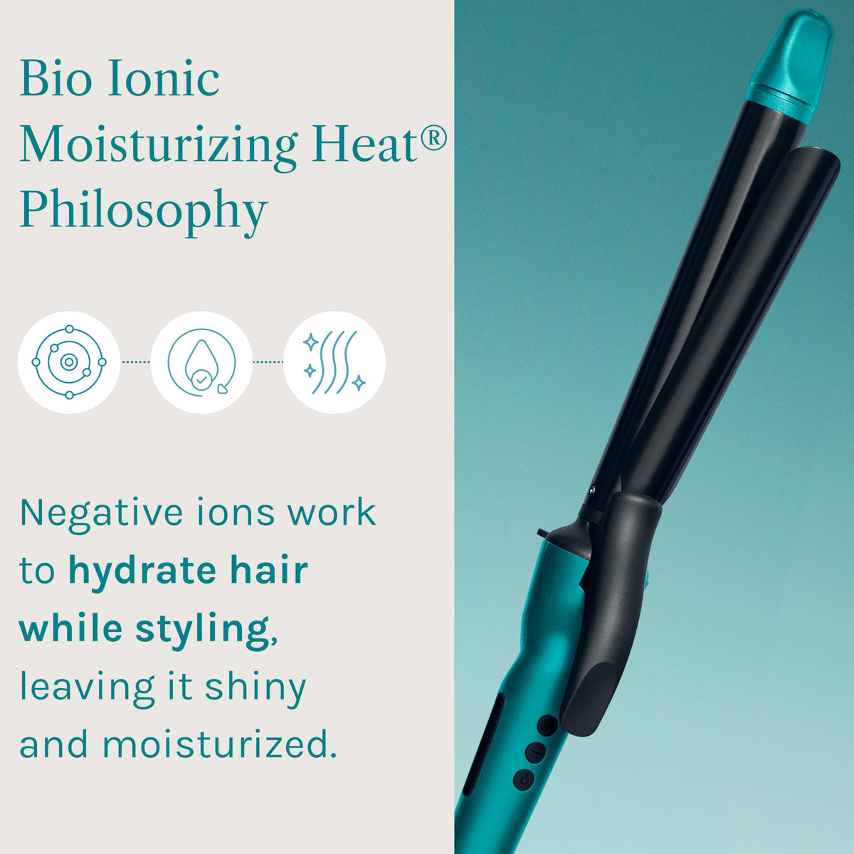 BIO IONIC Long Barrel Curling Iron close-up of NanoIonic MX technology