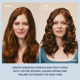 BIO IONIC Long Barrel Curling Iron in use on long hair