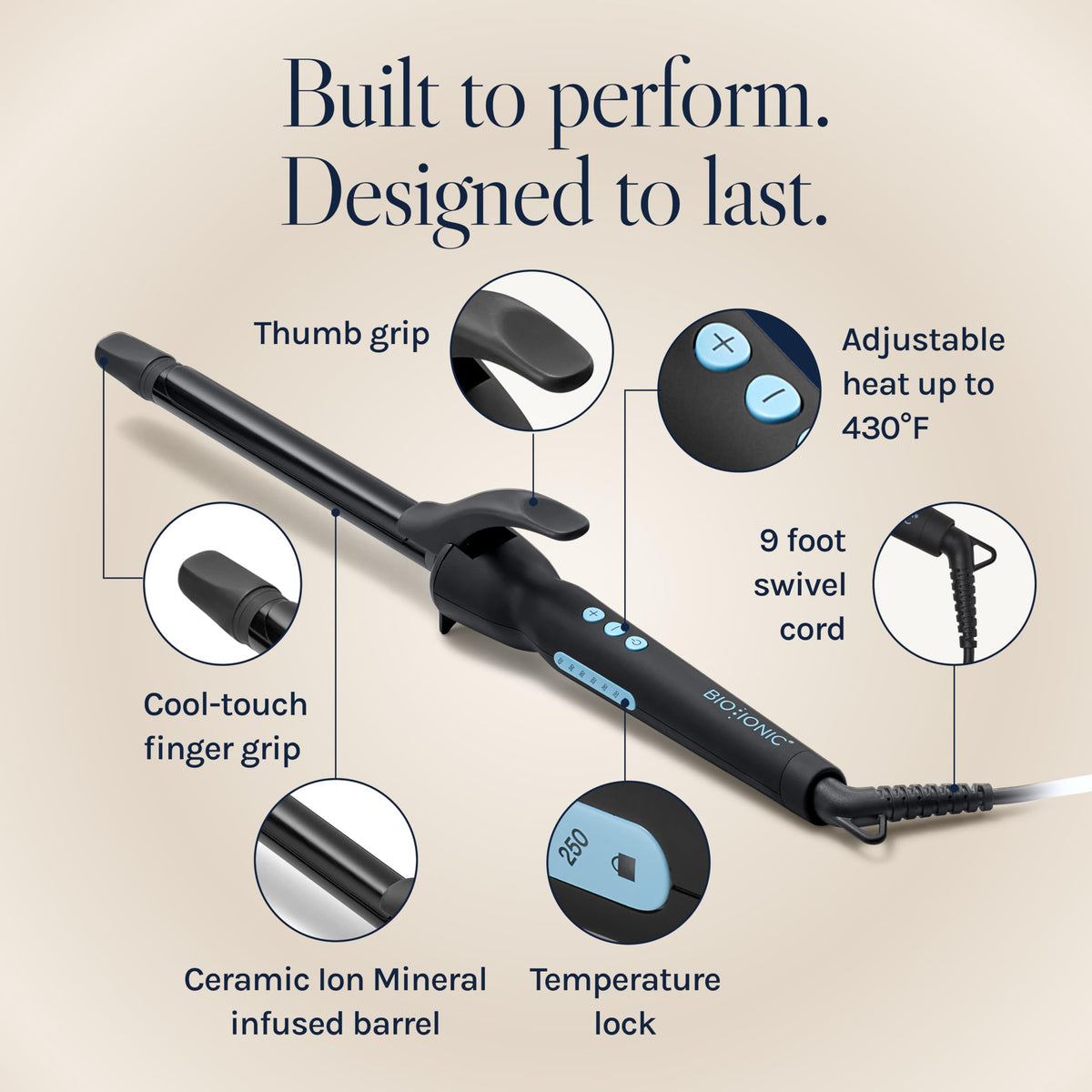 BIO IONIC Long Barrel Curling Iron showcasing NanoIonic MX technology