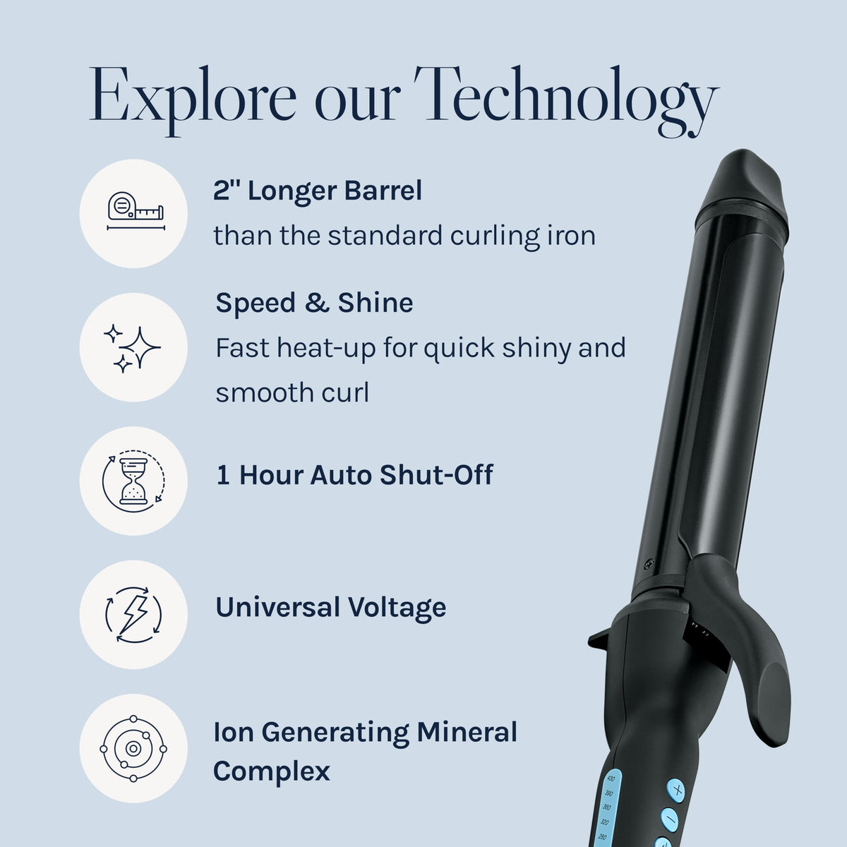 BIO IONIC Long Barrel Curling Iron side view