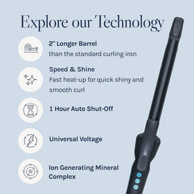 BIO IONIC Long Barrel Curling Iron side view with cool touch grip
