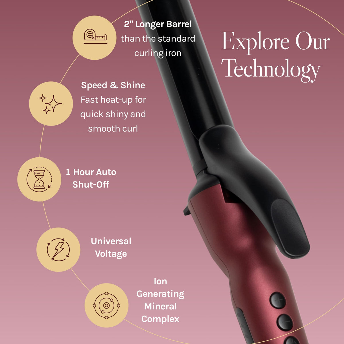 BIO IONIC Long Barrel Curling Iron with adjustable temperature settings