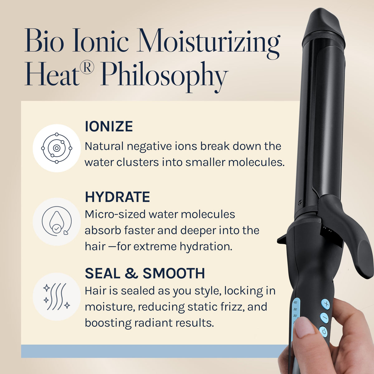 BIO IONIC Long Barrel Curling Iron with cool touch grip