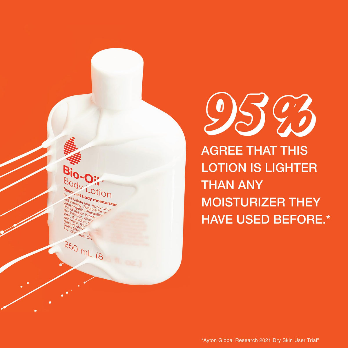 Bio-Oil Moisturizing Body Lotion back view with ingredients