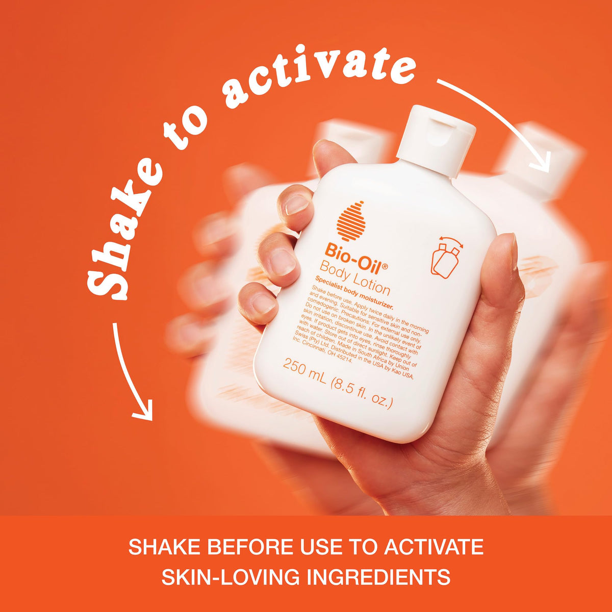 Bio-Oil Moisturizing Body Lotion being applied to skin
