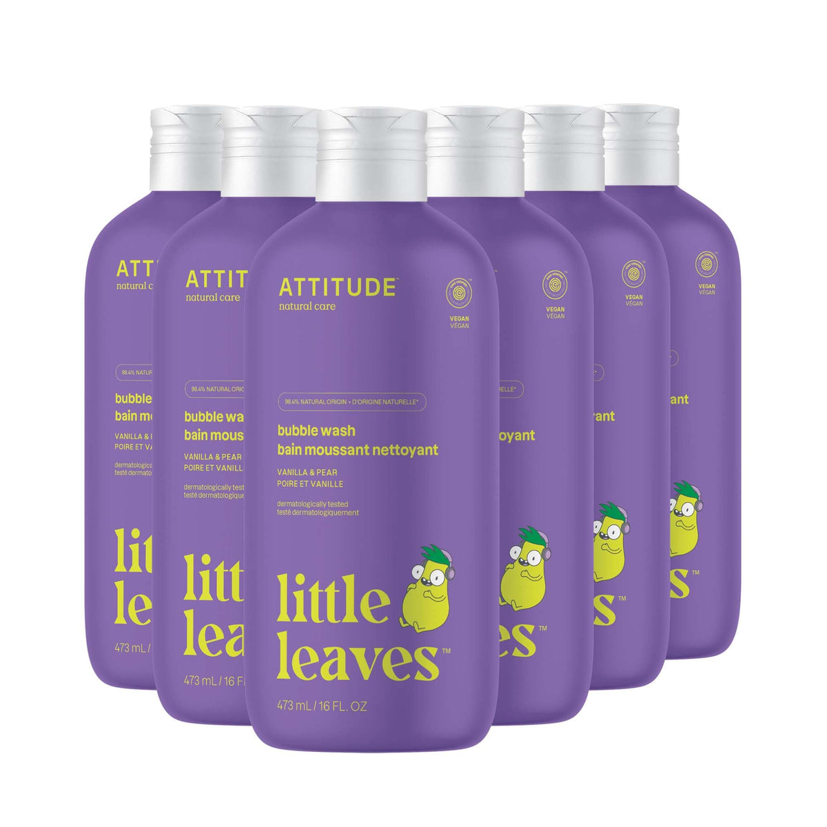 BIO SPECTRA ATTITUDE Bubble Wash for Kids front view with vanilla and pear scent