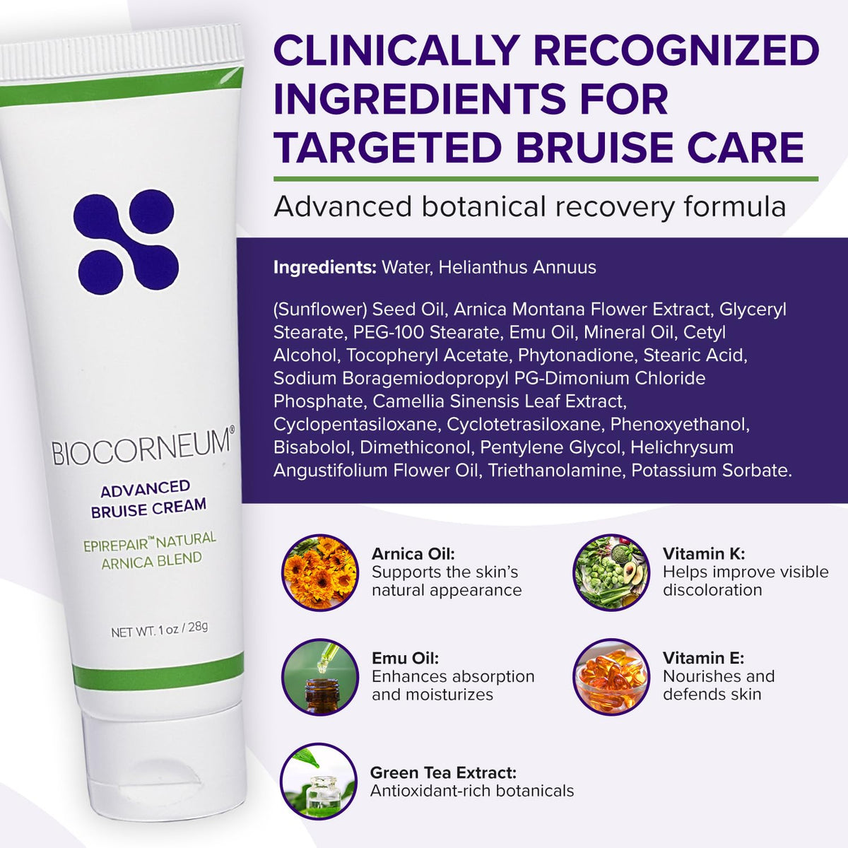 BIOCORNEUM Bruise Cream side view showing packaging