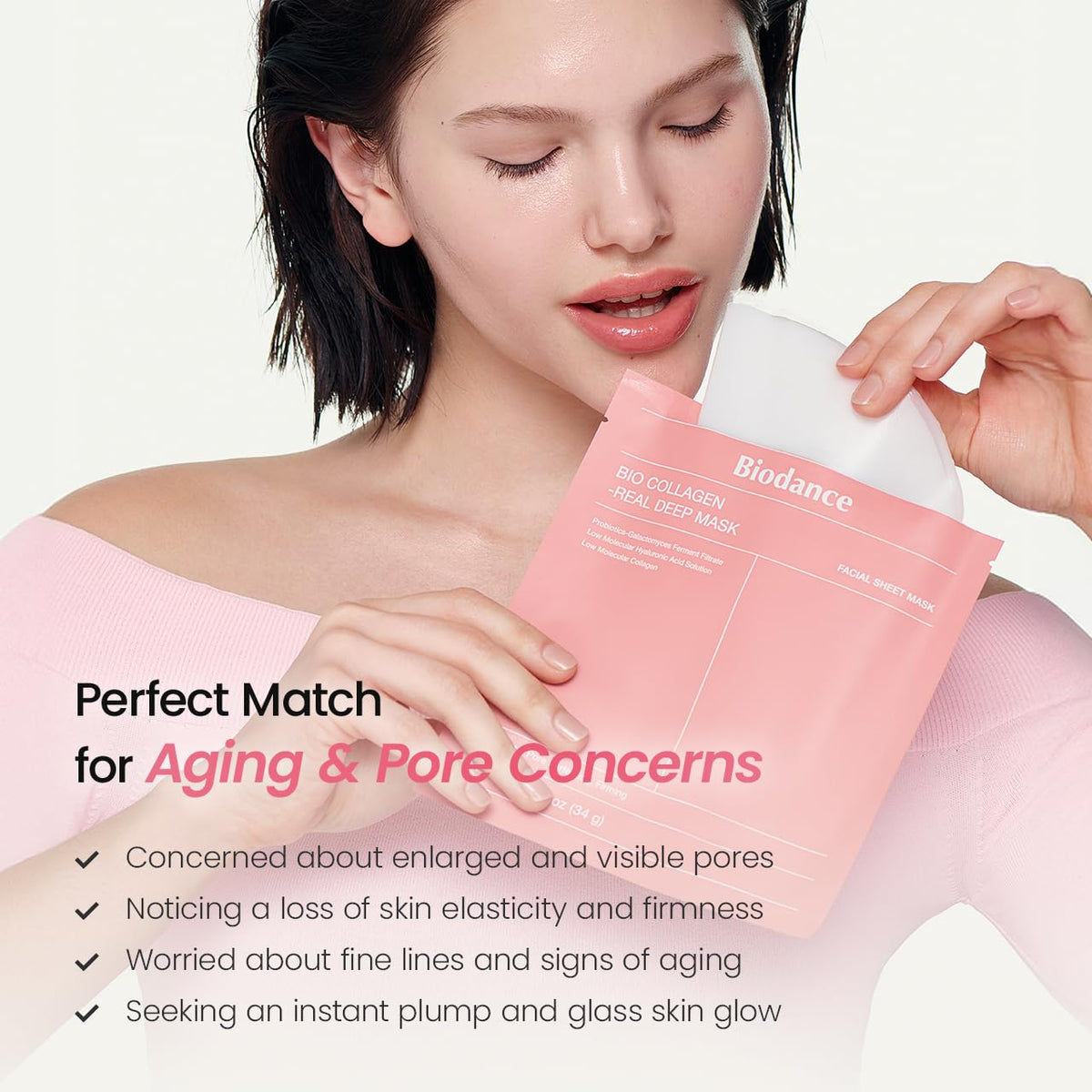BIODANCE Bio-Collagen Real Deep Mask side view with ingredients