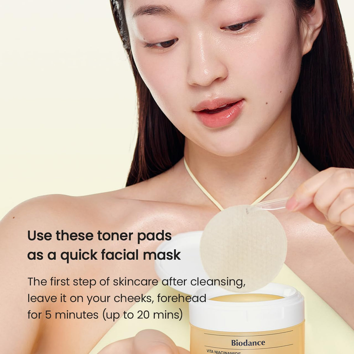 BIODANCE toner pads displayed with skincare products