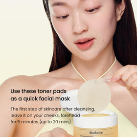 BIODANCE toner pads displayed with skincare products