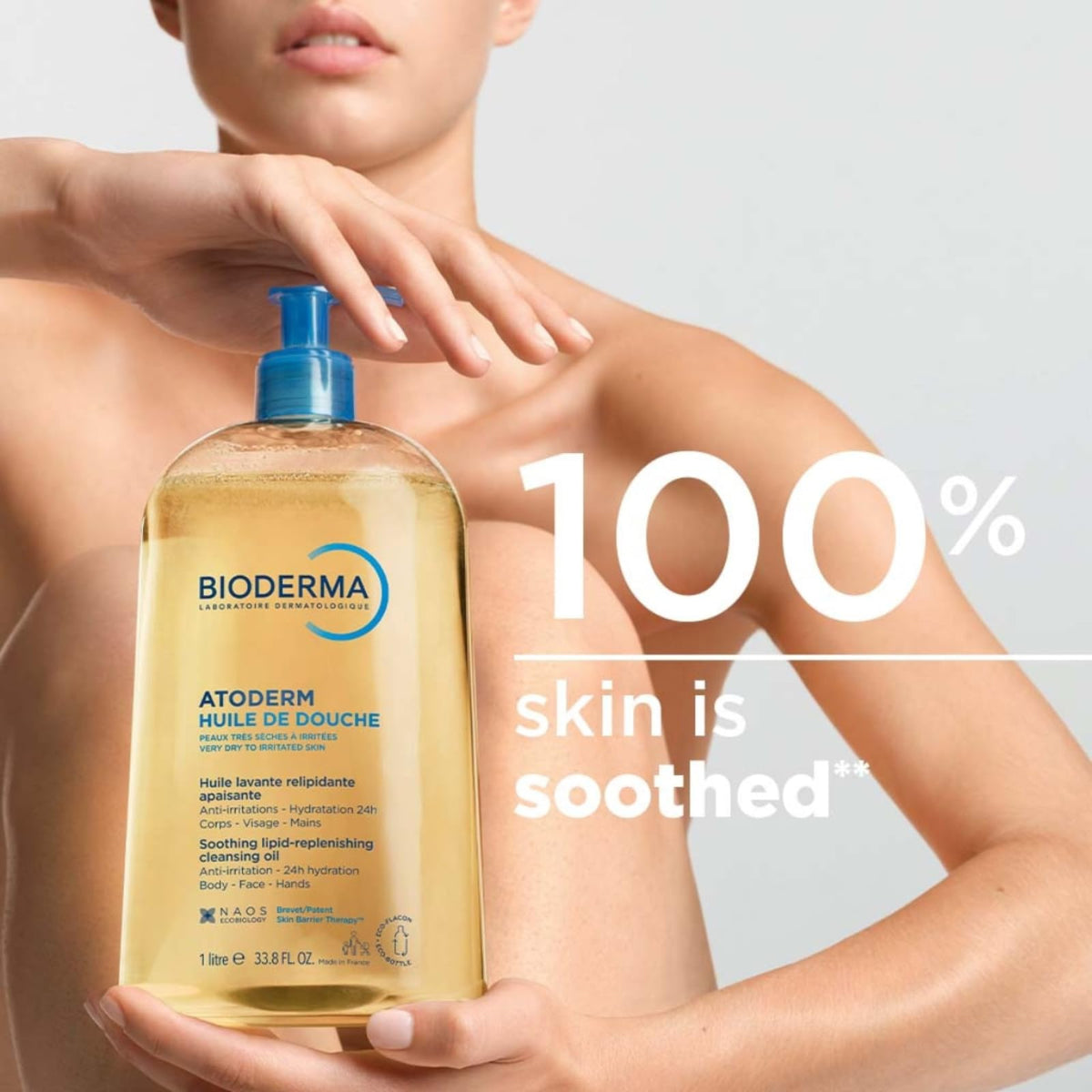 Bioderma Atoderm Shower Oil 621g side view with pump