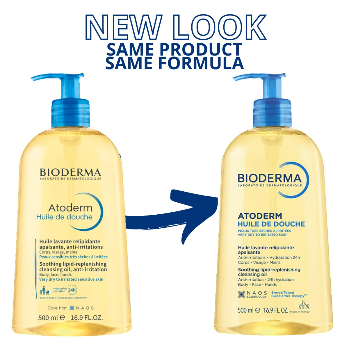 Bioderma Atoderm Shower Oil 621g with water droplets on bottle
