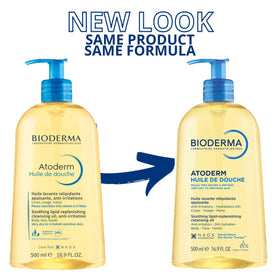 Bioderma Atoderm Shower Oil 621g with water droplets on bottle