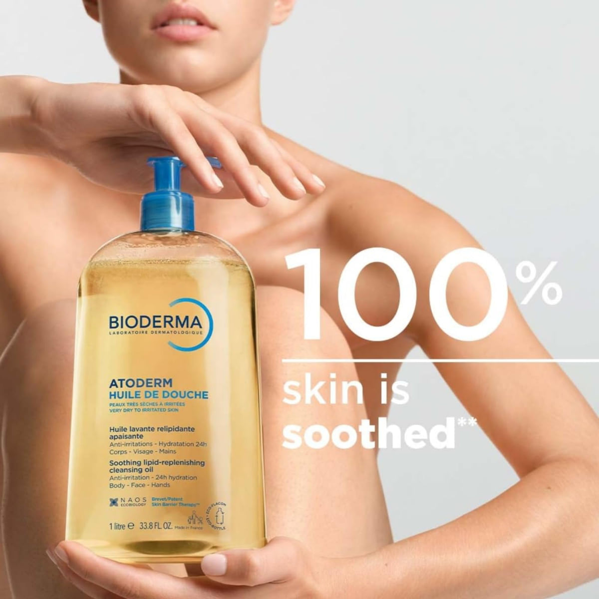 Bioderma Atoderm Shower Oil lathered on skin