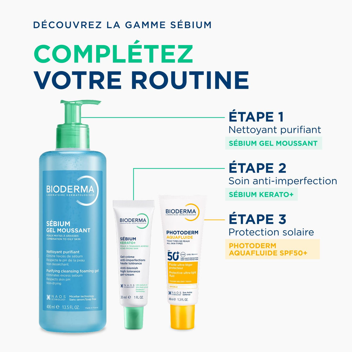 Bioderma Sébium Foaming Gel 500mL packaging details