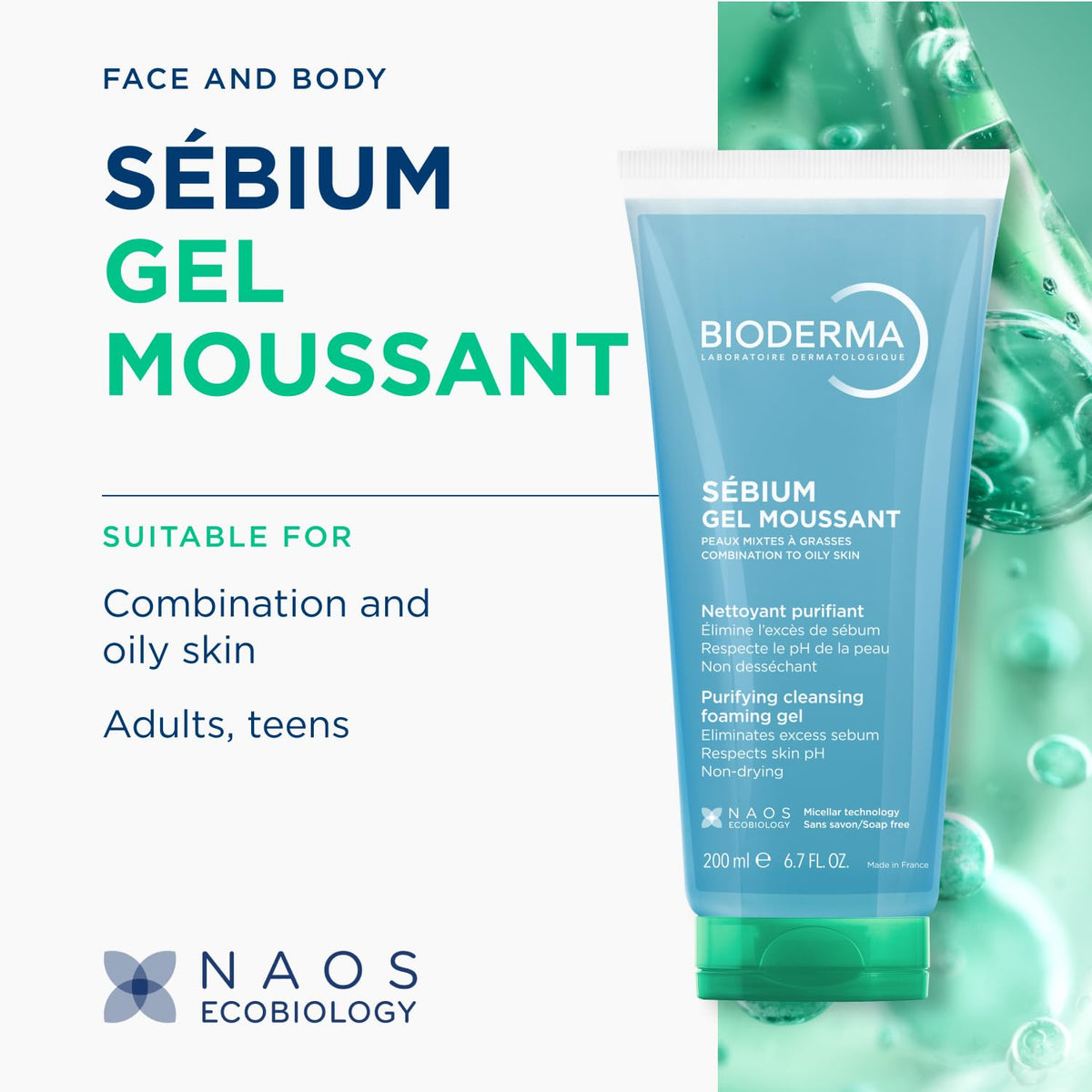 Bioderma Sébium Foaming Gel side view showing pump