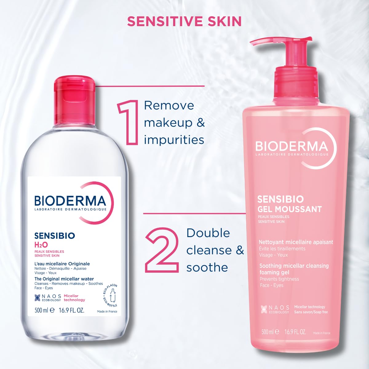 Bioderma Sensibio Foaming Gel packaging with ingredients