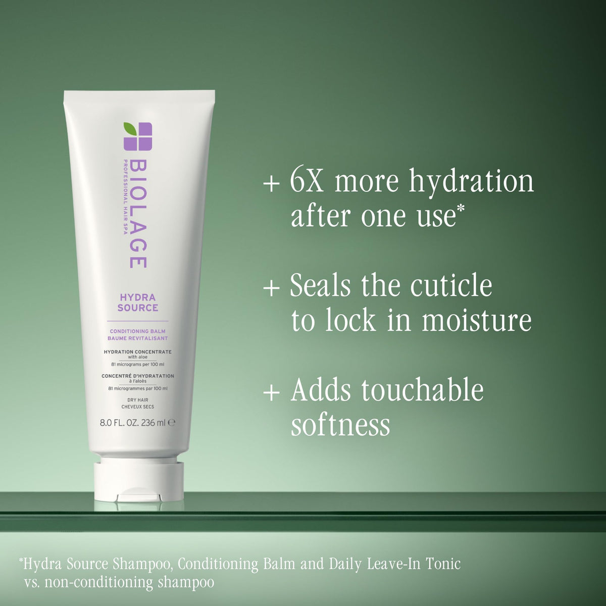 Biolage Hydra Source Conditioning Balm 227g on a bathroom counter