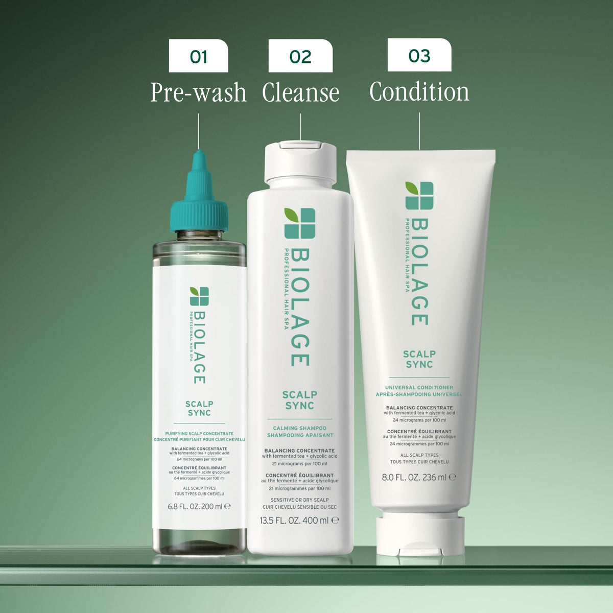 Biolage Scalp Sync Universal Conditioner in a bathroom setting
