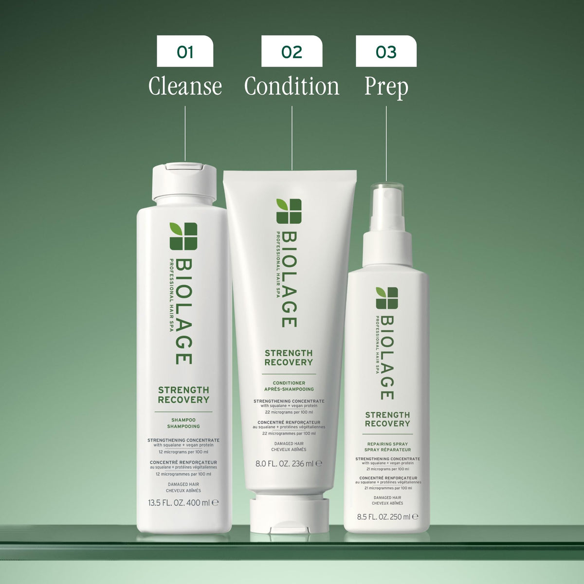 Biolage Strength Recovery Conditioner with olive squalane ingredients