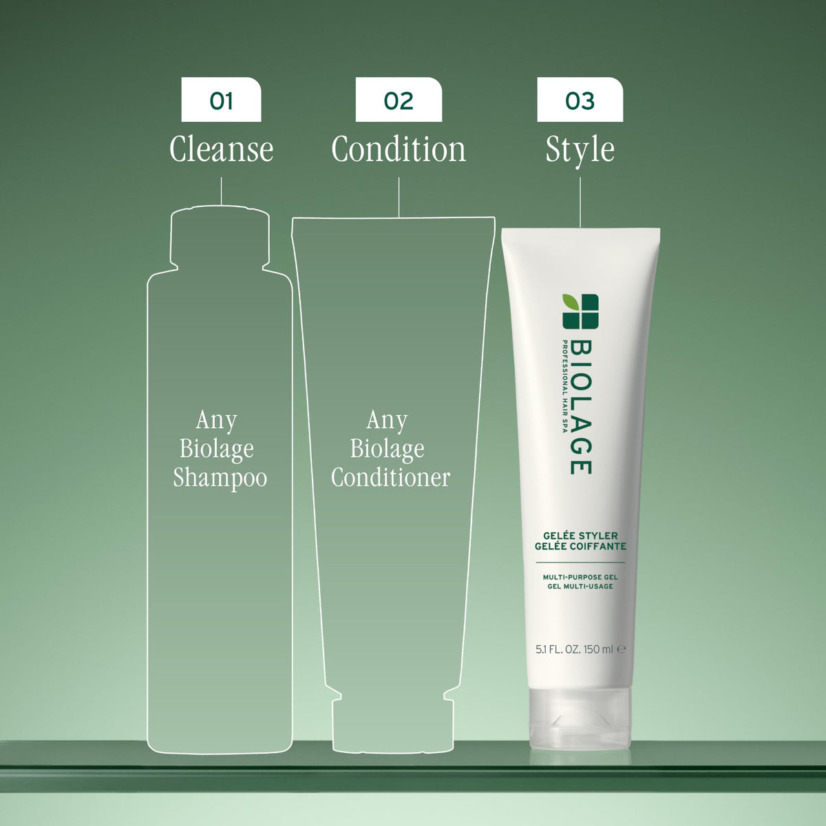 Biolage Styling Gelée 5 oz application on damp hair