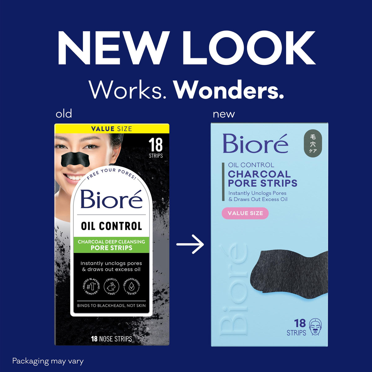 Bioré Charcoal Nose Pore Strips on a model's nose