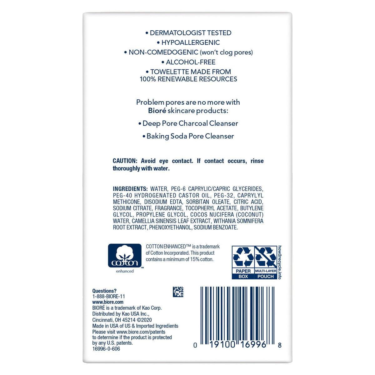 Bioré Daily Make Up Removing Cloths 60 Count in a lifestyle setting on a bathroom counter