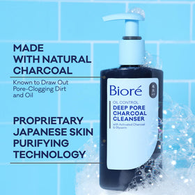 Bioré Deep Pore Charcoal Face Wash side view with ingredient list