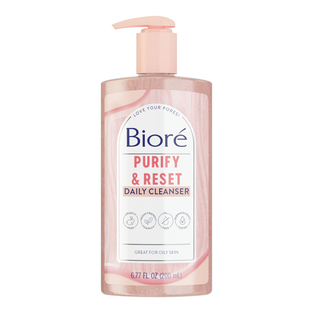 Bioré Rose Quartz + Charcoal Daily Purifying Cleanser front view
