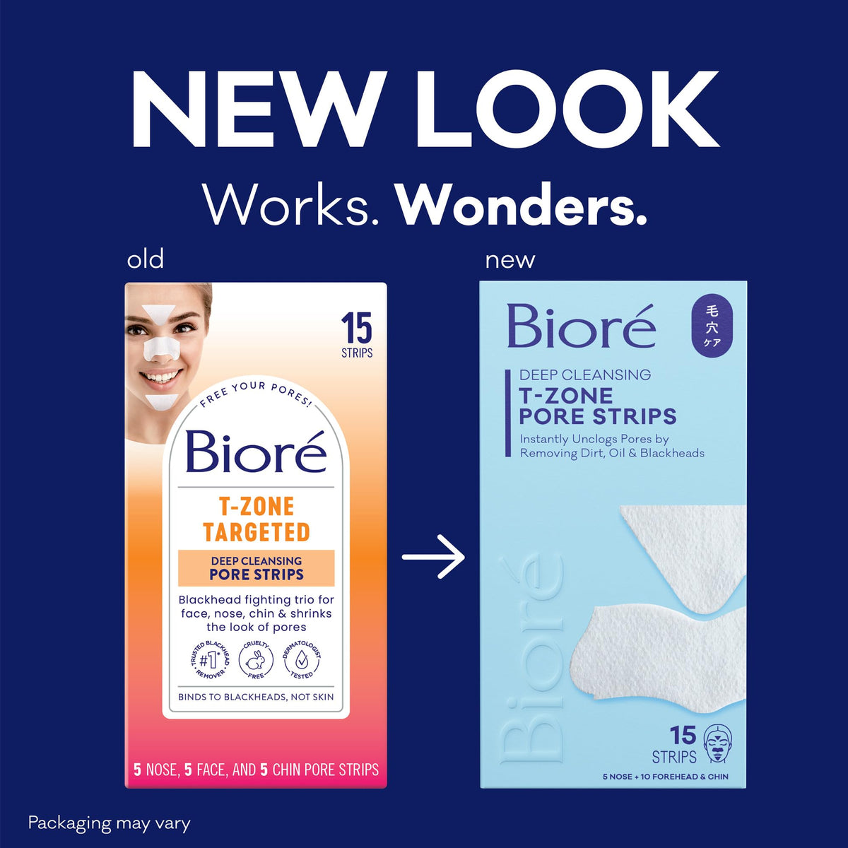 Bioré T-Zone Blackhead Remover Strip on a model's nose